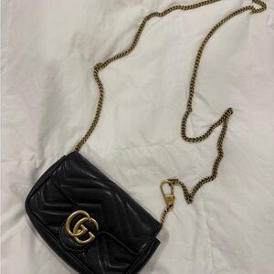 Gucci Black Quilted Crossbody Bag with Gold Chain